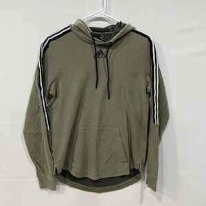 Adidas Hoodie Men's Small‎ Green Pullover 3-Stripes Logo Drawstring Casual